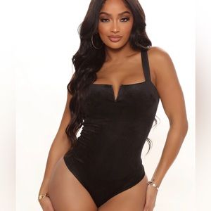 Velvet Bodysuit - Black, size M